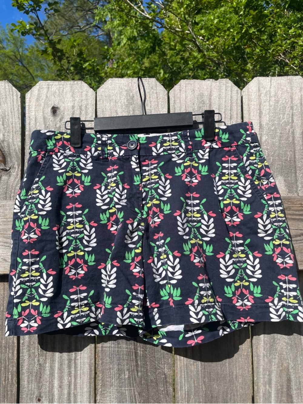 Crown & Ivy Floral Print Women's Shorts in Navy with Green, Pink & White